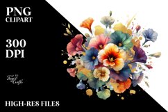 Colorful Bouquet with Nasturtium and Baby | Clipart Product Image 1