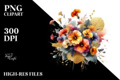 Colorful Bouquet with Nasturtium and Baby | Clipart Product Image 1