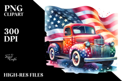 Vintage USA Flag Pickup Truck Clipart Product Image 2