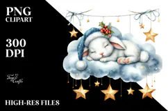 Whimsical Baby Rabbit Dressed for Christmas, PNG Product Image 2