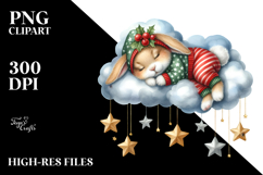 Whimsical Baby Rabbit Sleeping on Cloud PNG Product Image 2
