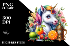 Colorful Baby Unicorn in Speakeasy, PNG Product Image 2