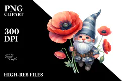 Cute GNOME with Poppy in a Basket PNG Product Image 2