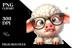 Funny Baby Pig Lamb with es PNG Product Image 1