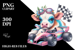 colorful Baby Cow with Race Car Product Image 2