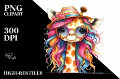 Colorful Baby Giraffe with Sun es Watercolor Product Image 3