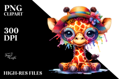 Colorful Layered Watercolor Cute Baby Giraffe | Clipart Product Image 2
