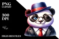 Funny Cute Panda in Retro es Sticker Clipart Product Image 3