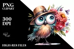 Bird Big Eyes Hat Standing Up Human Like Flower Bouquet | Product Image 3