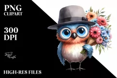 Bird Big Eyes Hat Standing Up Human Like Flower Bouquet | Product Image 3