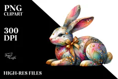 Colorful Wooden Bunny PNG Product Image 2