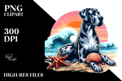 Gentle Great Dane Beach Sunset Scene | Clipart Product Image 2