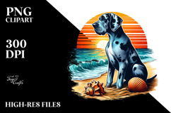 Gentle Great Dane Beach Sunset Scene | Clipart Product Image 2