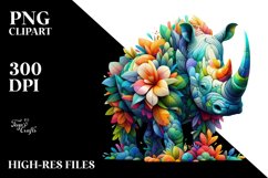 Rhino with 3D Flowers, Transparent PNG Product Image 1