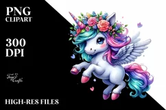 Posing Baby Unicorn Watercolor PNG Product Image 1
