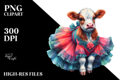 Colorful Baby Cow in Waltz Dancer&#039;s Gown, Transparent PNG Product Image 2