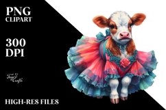 Colorful Baby Cow in Waltz Dancer&#039;s Gown, Transparent PNG Product Image 3