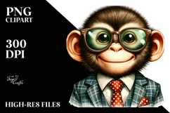 Funny Cute Monkey Retro es Clipart Product Image 2