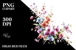 Colorful Watercolor Orchid PNG Product Image 2