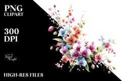 Colorful Watercolor Orchid PNG Product Image 2