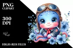 Colorful Baby Octopus Sticker | Sublimation | Clipart Product Image 1