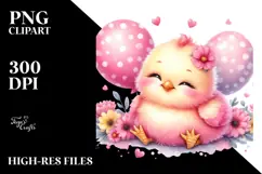 Vibrant Baby Chicken with Balloons PNG Product Image 2