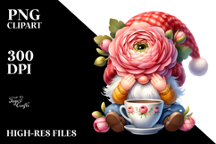 Cute GNOME with Ranunculus PNG Product Image 2