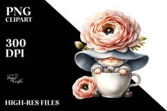 Cute GNOME with Ranunculus PNG Product Image 2