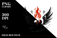 Heart with Wings and Fire PNG Product Image 2