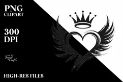 Simple Heart with Wings and Crown PNG Product Image 2