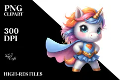 Pastel Baby Unicorn as Hero | Clipart Product Image 2