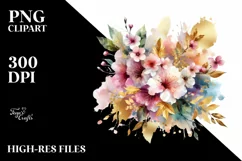 Vibrant Bouquet with Cherry Blossom and Rainbow | Clipart Product Image 3