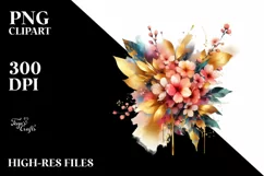 Vibrant Bouquet with Cherry Blossom and Rainbow | Clipart Product Image 3
