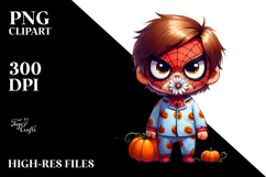 Contemptuous Spider Boy with Pumpkins, PNG Product Image 2