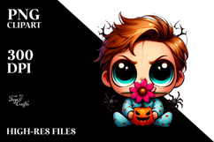 Contemptuous Spider Boy with Pumpkins, PNG Product Image 2