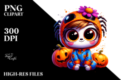 Contemptuous Spider Boy with Pumpkins, PNG Product Image 2