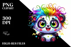 Colorful Baby Panda Cartoon | Sublimation Clipart Product Image 3