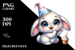 Cute Bunny with Party Hat, Transparent PNG Product Image 2