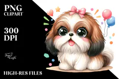 Happy Shih Tzu Cartoon PNG Product Image 2
