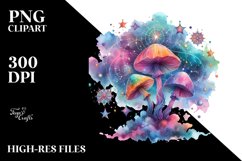 Colorful Magical Celestial Mushroom | Watercolor Clipart Product Image 3