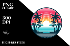 Retro Tropical Island Sunset CliparPNG Product Image 2