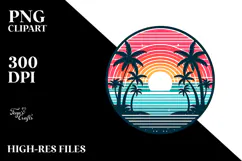 Retro Tropical Island Sunset CliparPNG Product Image 2