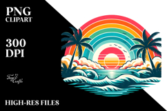 Retro Tropical Island Sunset CliparPNG Product Image 2
