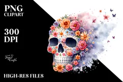 Cute Skull Made of Flowers PNG Product Image 2