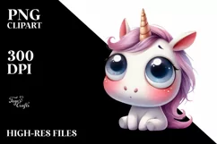 Expressive Baby Face Unicorn, Transparent PNG Product Image 1
