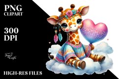 Colorful Giraffe with Heart PNG Product Image 2