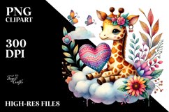 Colorful Giraffe with Heart PNG Product Image 2