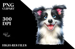 Cute Border Collie Watercolor PNG Product Image 2