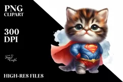 Baby Cat Posing as Hero | Sublimation Clipart Product Image 3