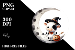 Simple Baby Cow on a Moon PNG Product Image 2